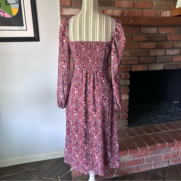 Aritzia Wilfred Jacqueline Floral Midi Dress in Rust Sz 6 - Picture 8 of 12